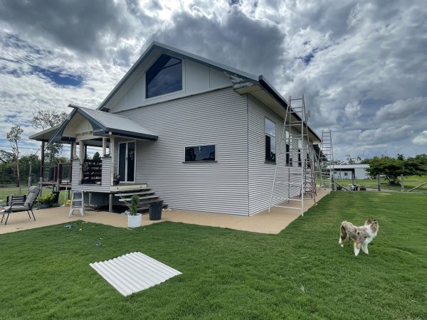 Full corrugated iron wall cladding and roof on a rural home near Rockhampton